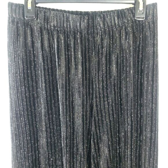 Women's House of Harlow1960 X REVOVLE Black Sparkly Pinstripe Velvet Pants Sz SM - Picture 6 of 8